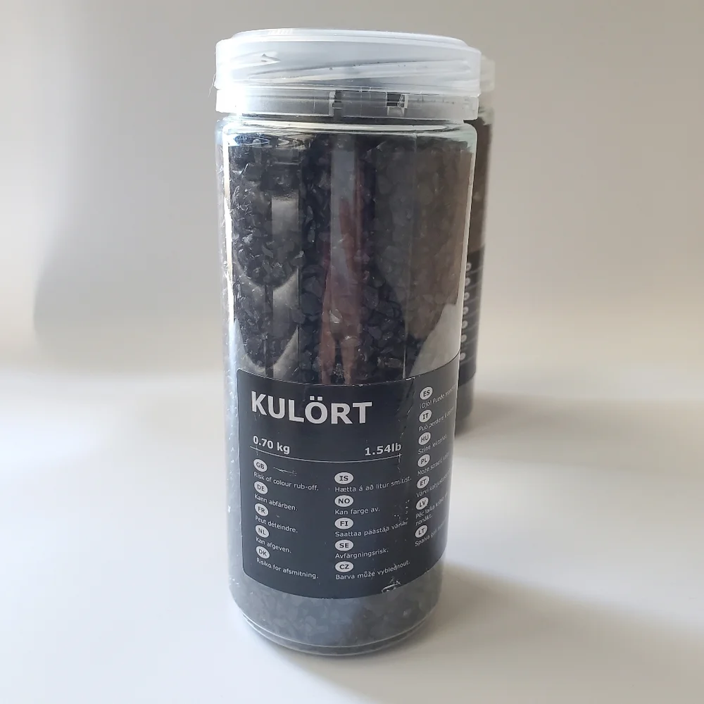 IKEA Kulort Set of 2 Black Metallic Sheen Crushed Glass Vase Fillers Accents NWT